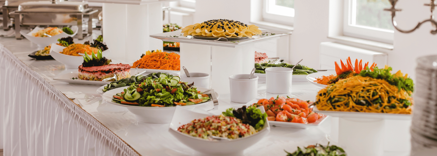 Wedding catering dishes being packed after an event
